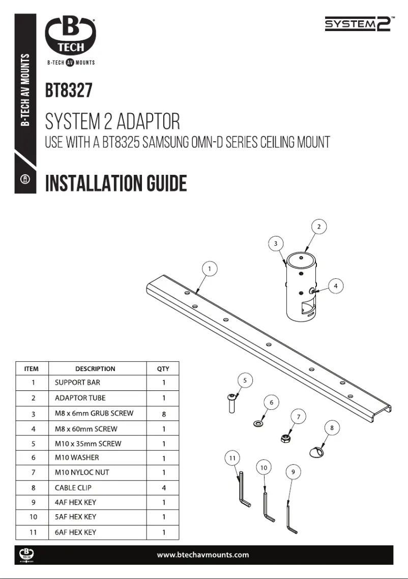 Page 1 de la notice Manuel utilisateur B-Tech BT8327
