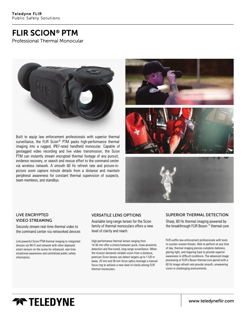 Page 1 de la notice Fiche technique FLIR Scion OTM130