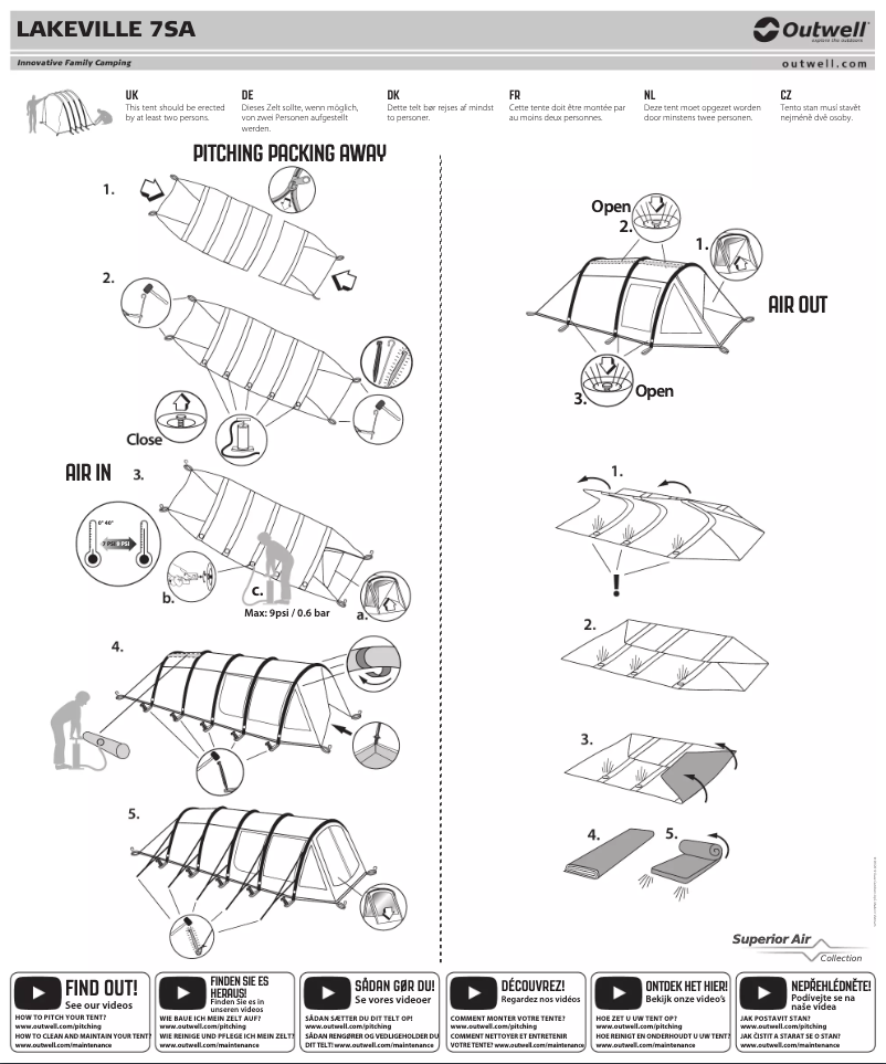 Page 1 de la notice Manuel utilisateur Outwell Lakeville 7SA