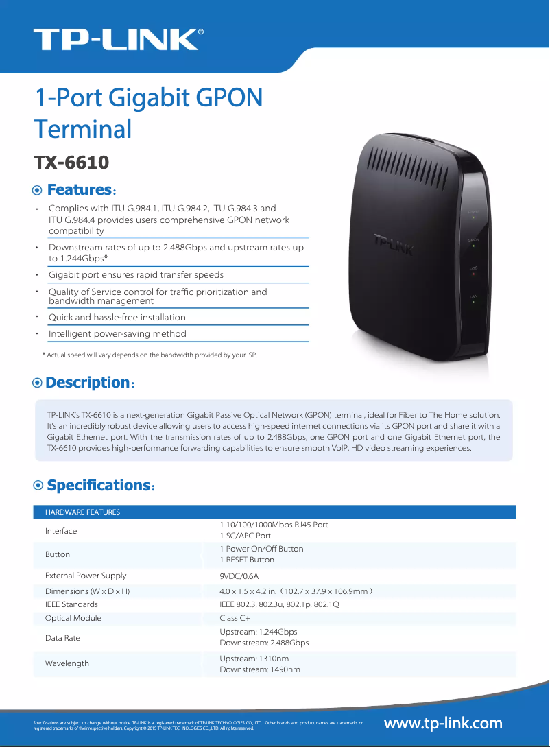 Image de la première page du manuel de l'appareil TX-6610