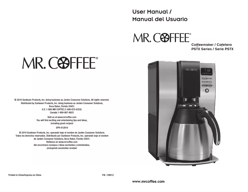 Page 1 de la notice Manuel utilisateur Mr. Coffee PSTX 95
