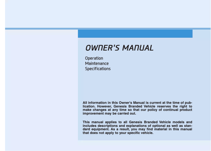 Page 1 de la notice Manuel utilisateur Genesis G80 (2019)