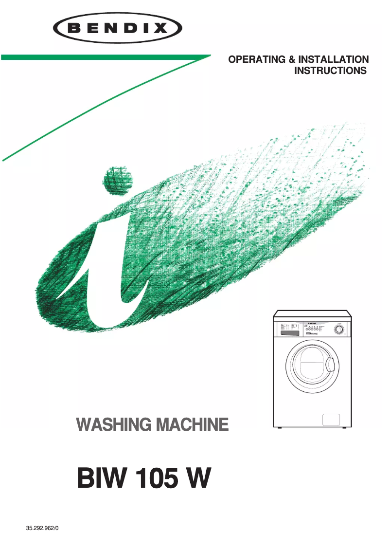 Page n°1 - Manuel utilisateur Bendix BIW 105 W