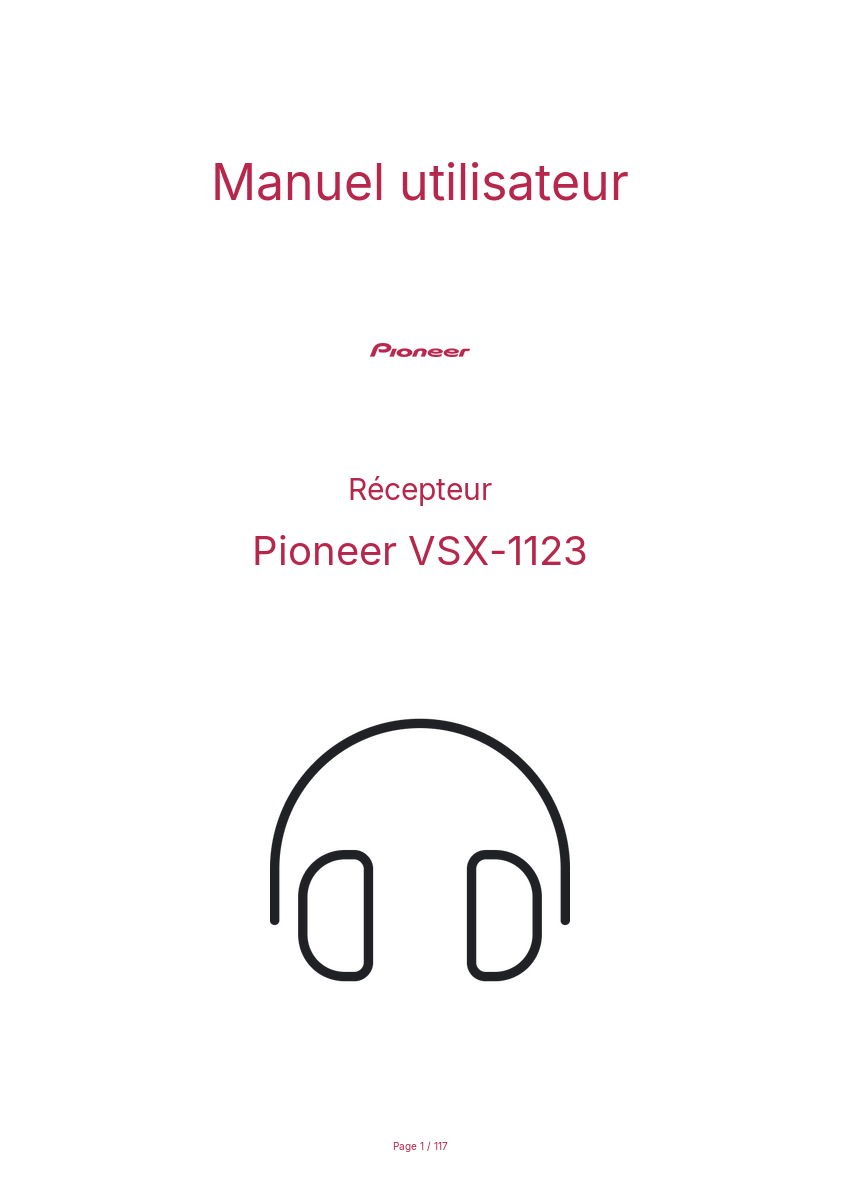 Page n°1 - Manuel utilisateur Pioneer VSX-1123
