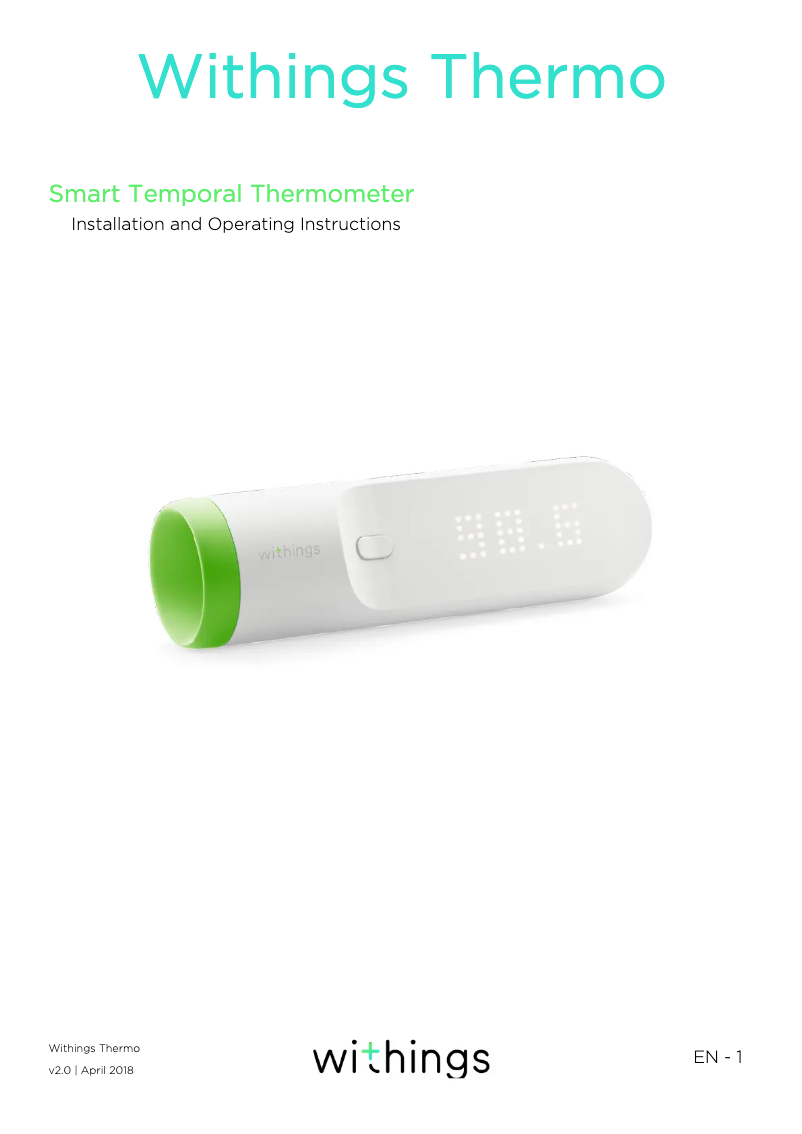 Page n°1 - Manuel utilisateur Withings Thermo