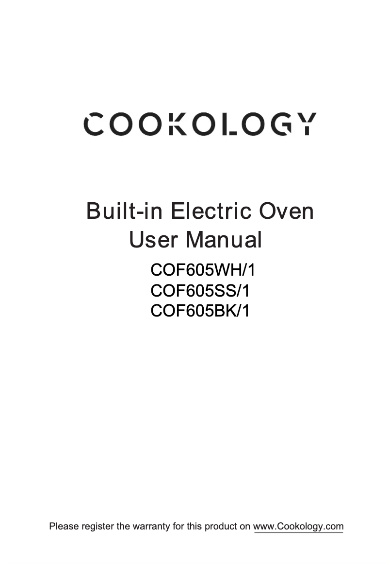 Page 1 de la notice Manuel utilisateur Cookology COF605WH