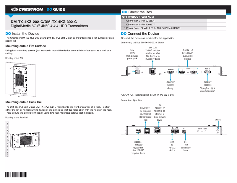 Image de la première page du manuel de l'appareil DM-TX-4KZ-202-C
