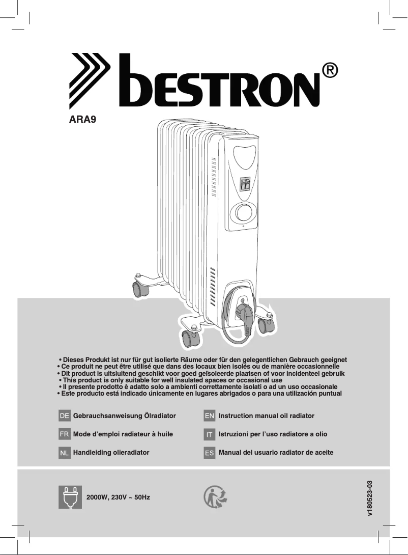 Page 1 de la notice Manuel utilisateur Bestron ARA9
