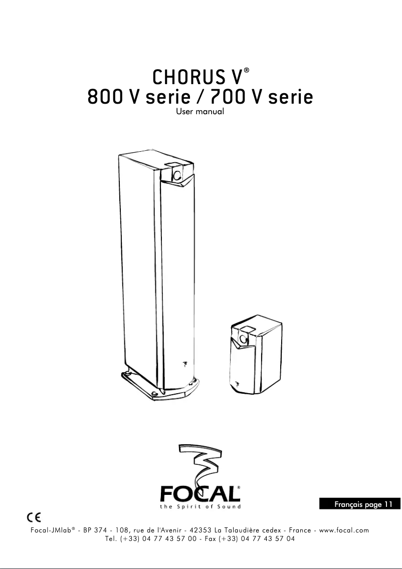 Page 1 de la notice Manuel utilisateur Focal Chorus CC 700 V