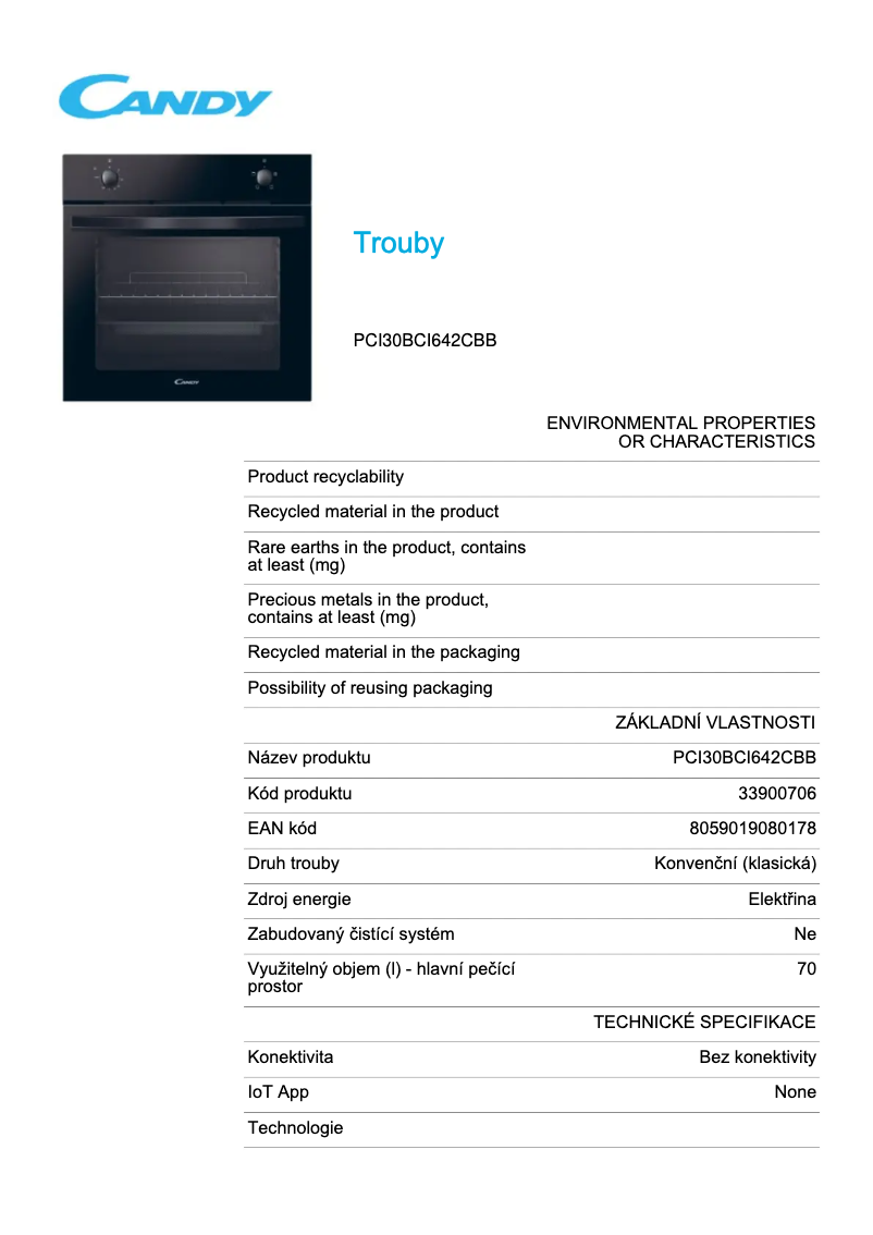 Image de la première page du manuel de l'appareil PCI30BCI642CBB