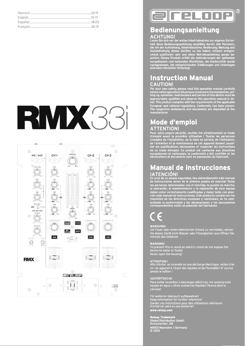 Image de la première page du manuel de l'appareil RMX-33i