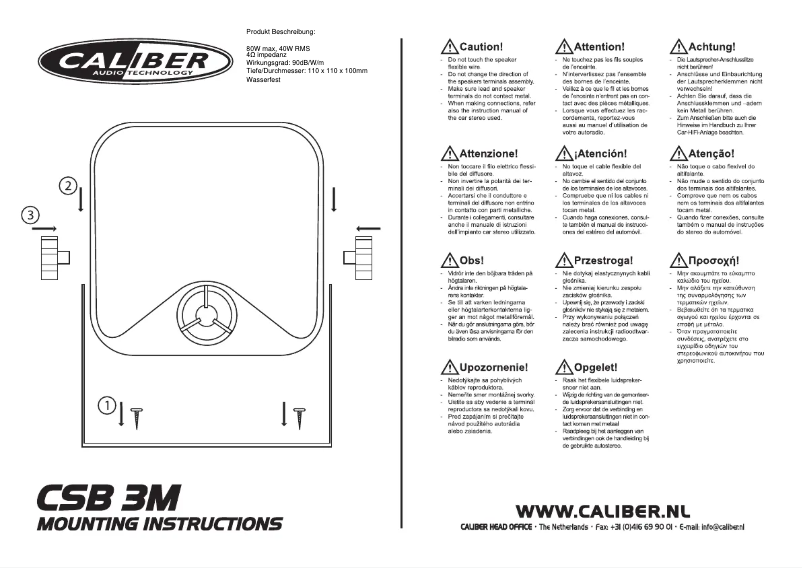 Page 1 de la notice Manuel utilisateur Caliber CSB3M