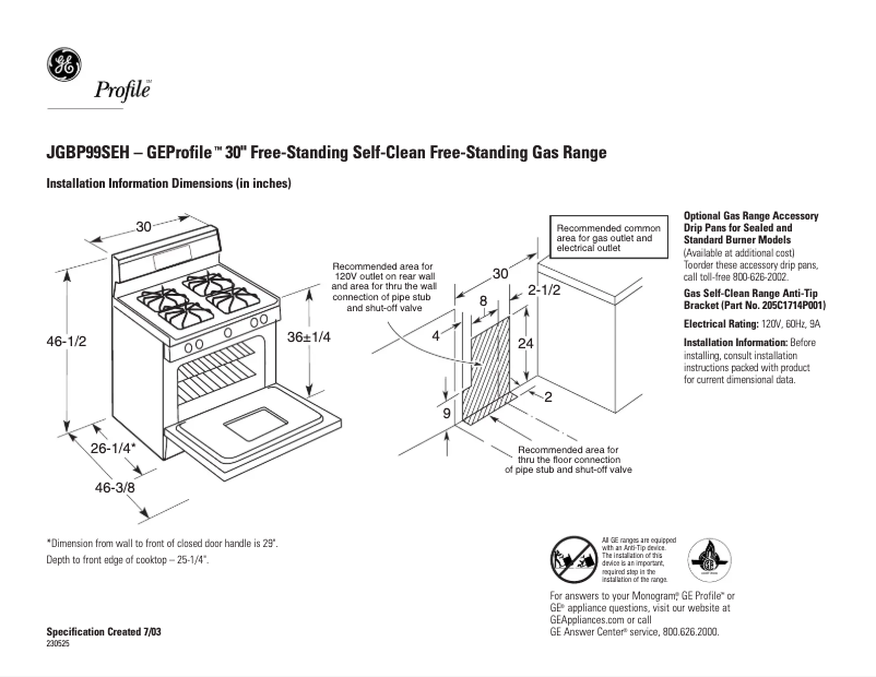 Image de la première page du manuel de l'appareil Profile JGBP99SEHSS