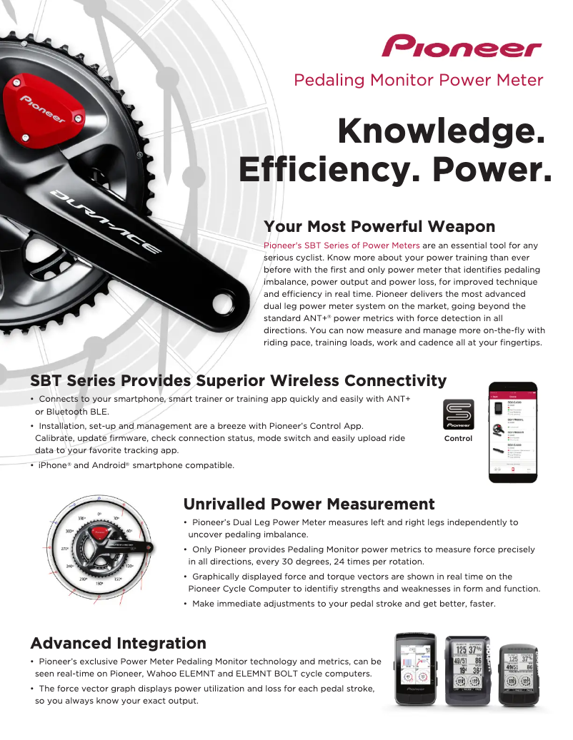 Page 1 de la notice Fiche technique Pioneer SBT-PM80