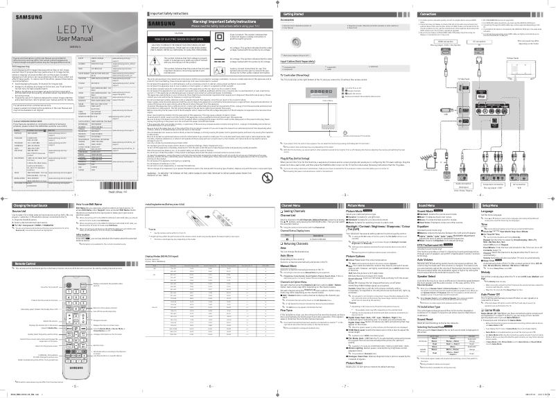 Page 1 de la notice Manuel utilisateur Samsung UA48K5000AR