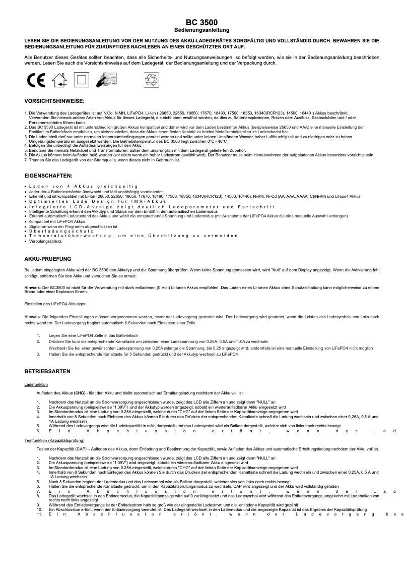 Image de la première page du manuel de l'appareil BC 3500