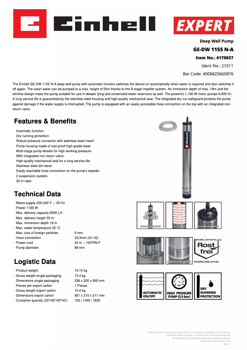Imagen de la primera página del manual del dispositivo GE-DW 1155 N-A