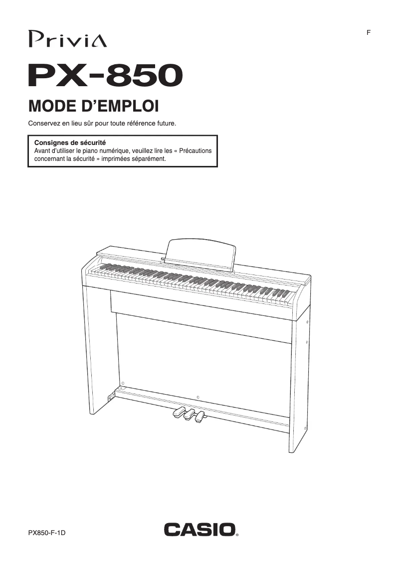 Page 1 de la notice Manuel utilisateur Casio Privia PX-850