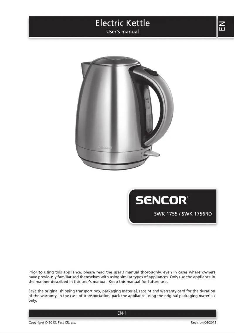 Page n°1 - Manuel utilisateur Sencor SWK 1756RD