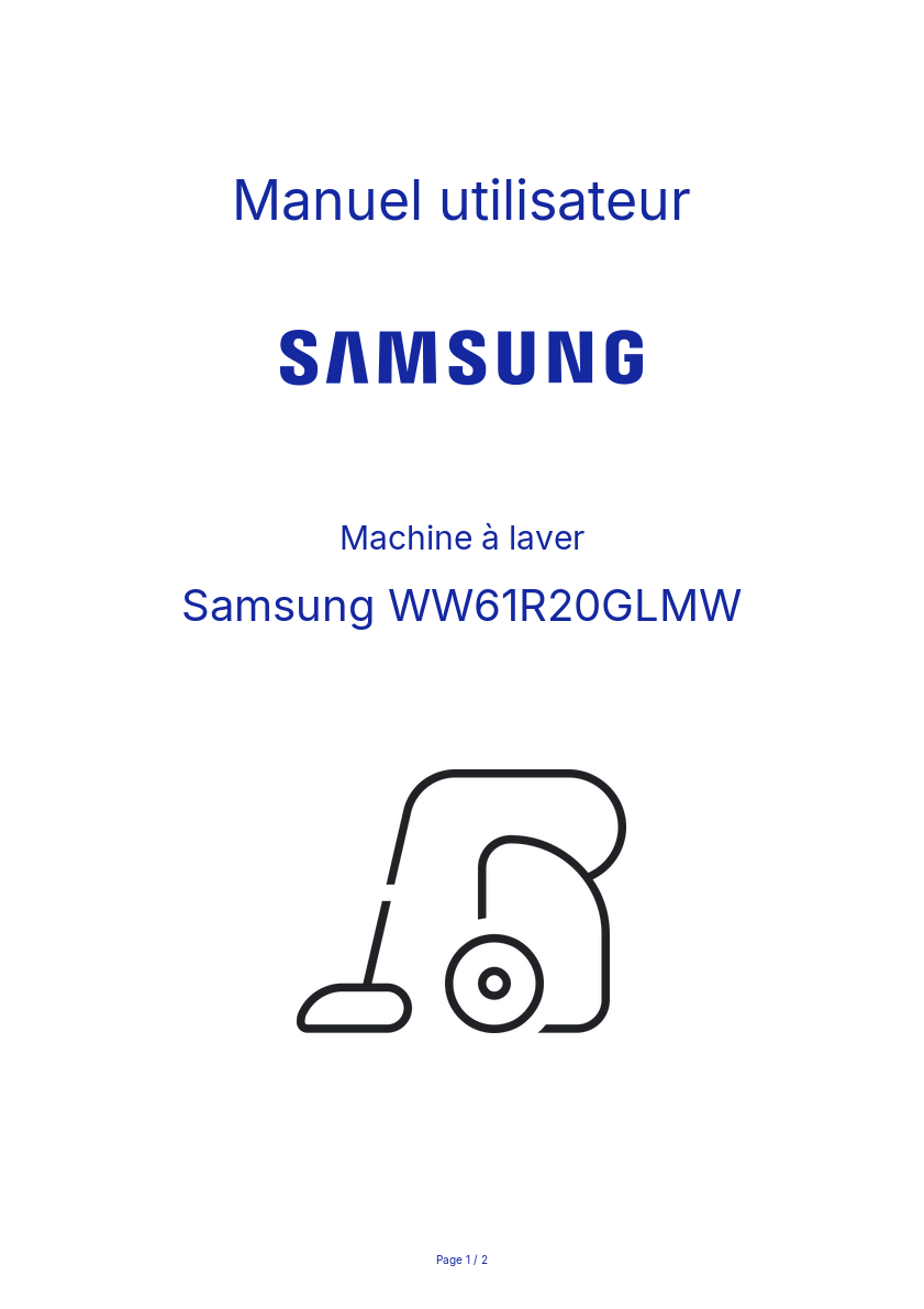 Image de la première page du manuel de l'appareil WW61R20GLMW