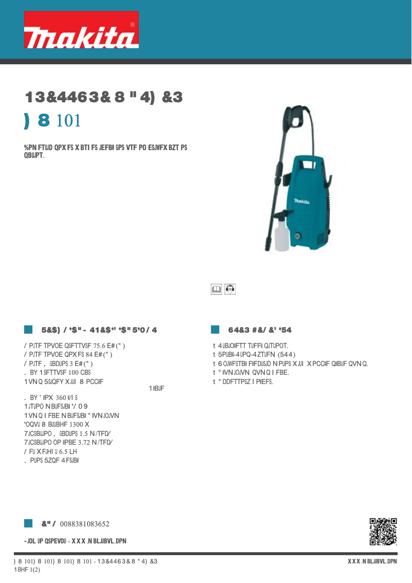 Page 1 of the manual Technical Sheet Makita HW101