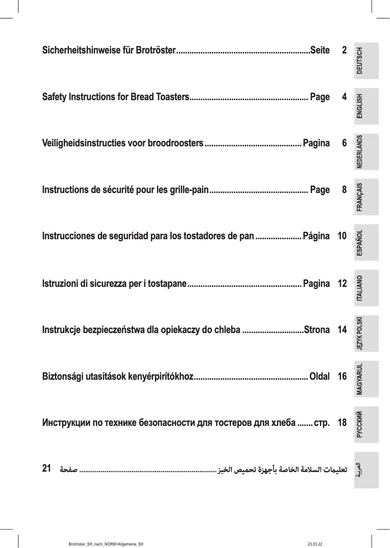 Page 1 of the manual Instructions / Assembly ProfiCook PC-TA 1250