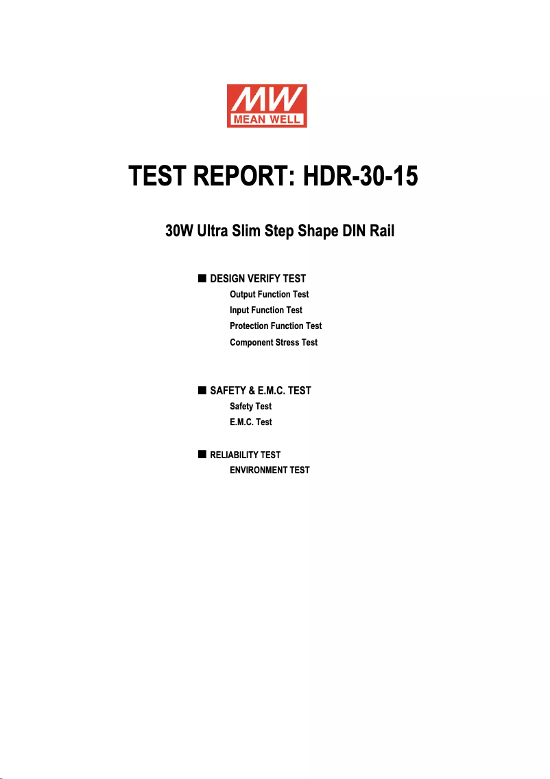 Page n°1 - Manuel utilisateur Mean Well HDR-30-15