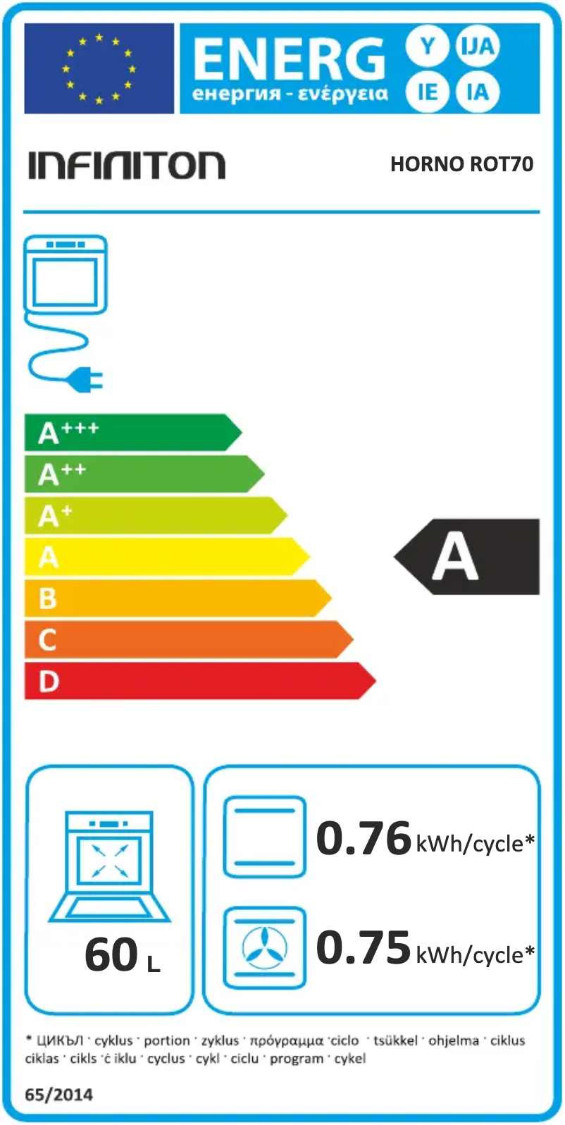 Page 1 de la notice Label énergétique Infiniton ROT70