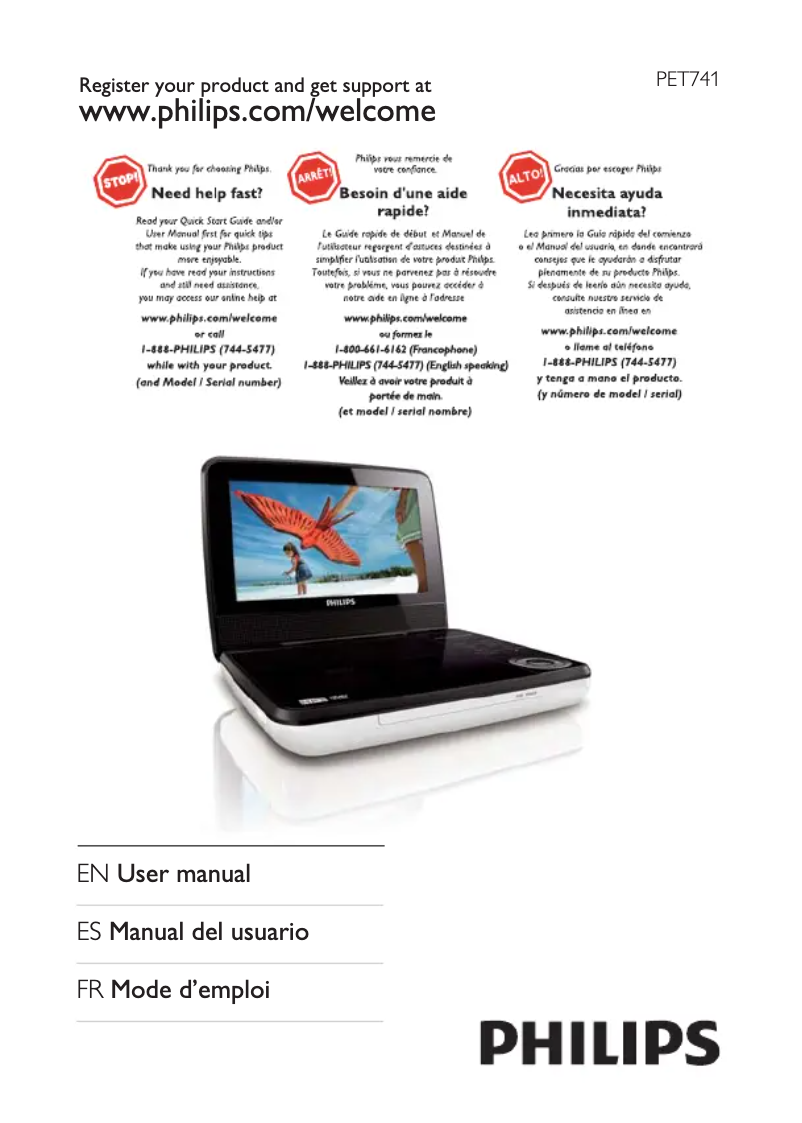 Page n°1 - Manuel utilisateur Philips PET741W
