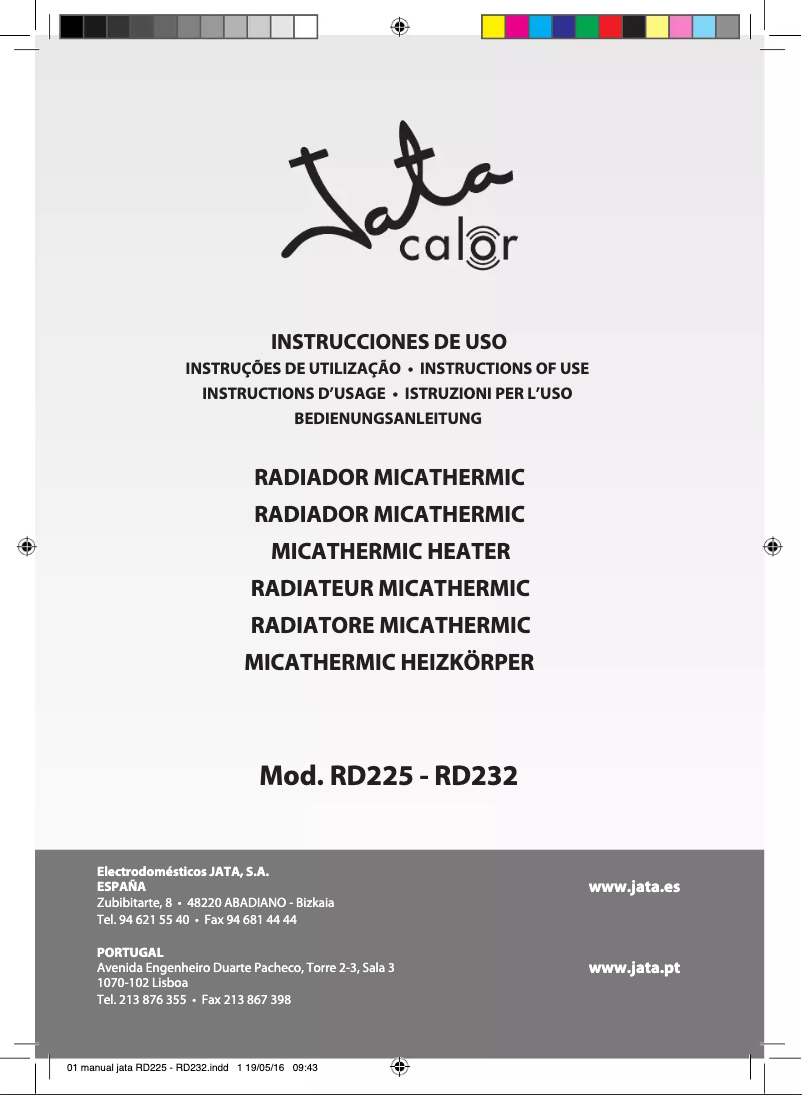 Page n°1 - Manuel utilisateur Jata RD225N