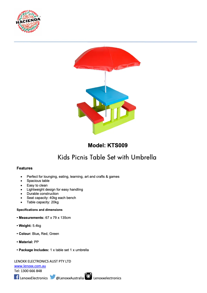 Page n°1 - Fiche technique Gem Toys KTS009