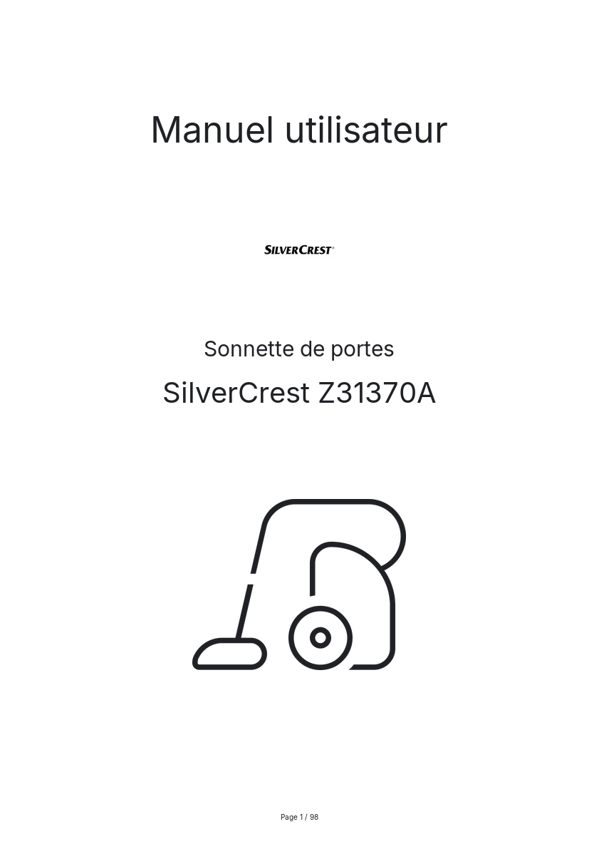 Page 1 de la notice Manuel utilisateur SilverCrest Z31370A