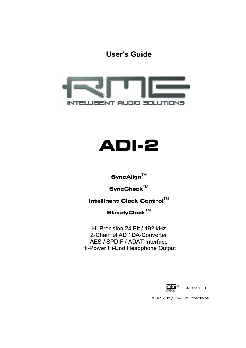 Image de la première page du manuel de l'appareil ADI-2