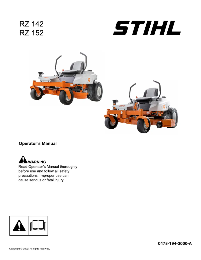 Page 1 de la notice Manuel utilisateur Stihl RZ 152