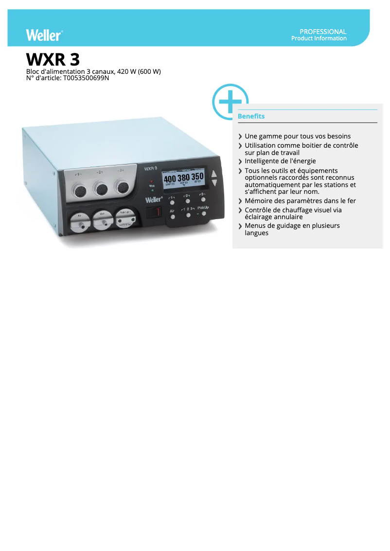 Page 1 de la notice Fiche technique Weller WXR 3