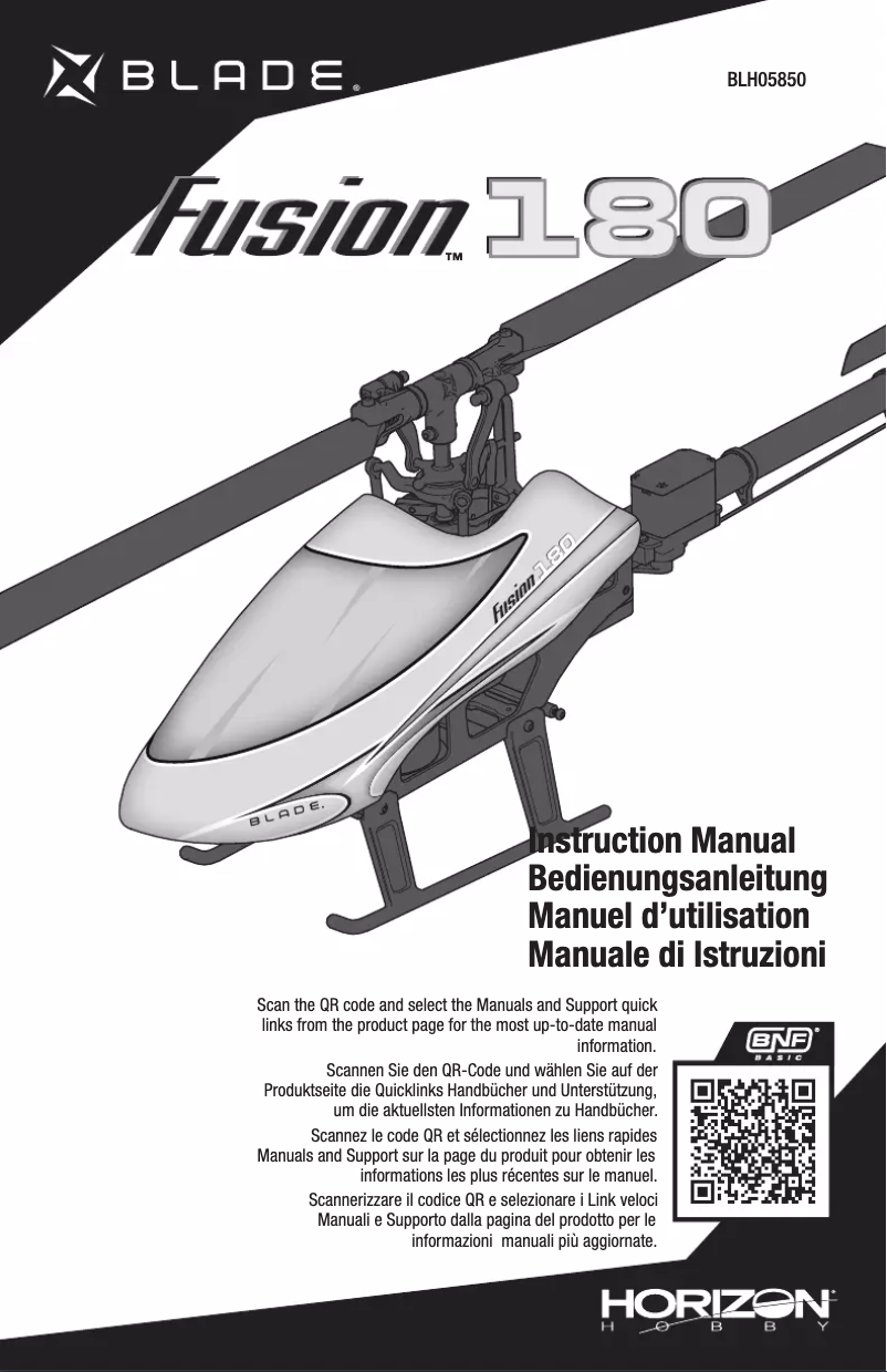 Page 1 de la notice Manuel utilisateur Blade Fusion 180