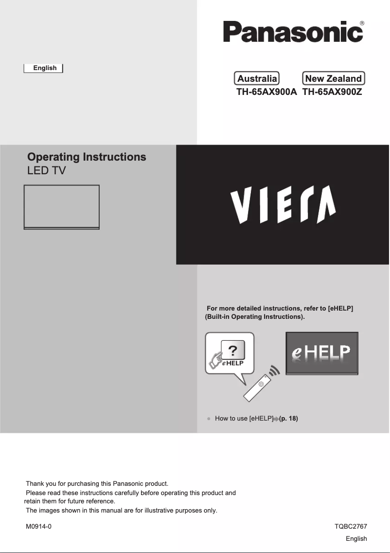 Page 1 de la notice Manuel utilisateur Panasonic TH-65AX900Z