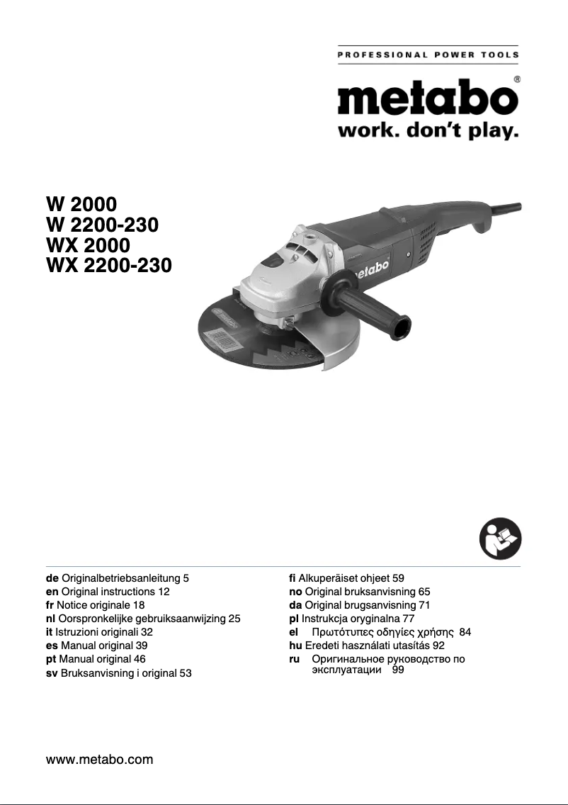 Page 1 of the manual User Manual Metabo WX 2000
