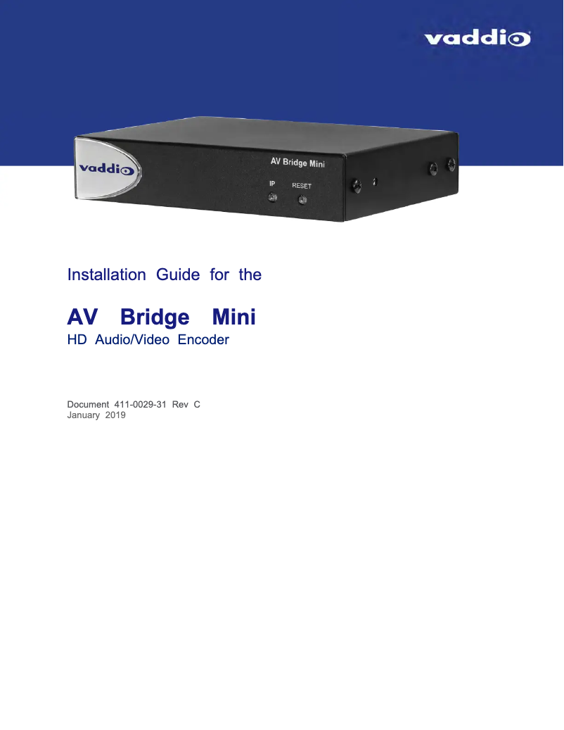 Page 1 de la notice Manuel utilisateur Vaddio AV Bridge Mini