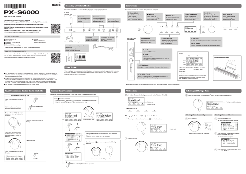 Image de la première page du manuel de l'appareil Privia PX-S6000