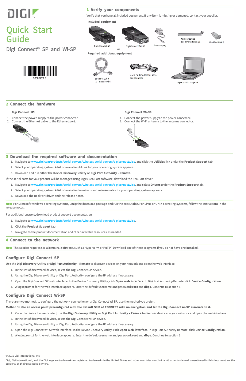 Page 1 of the manual User Manual Digi Connect SP and Wi-SP