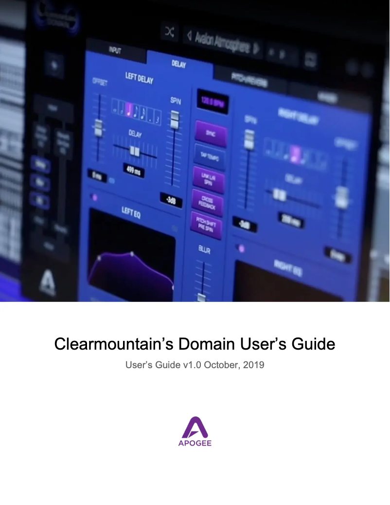 Page n°1 - Manuel utilisateur Apogee Clearmountain’s Domain