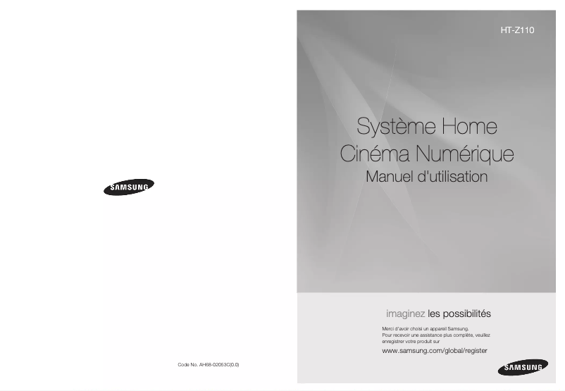 Page 1 de la notice Manuel utilisateur Samsung HT-TZ112