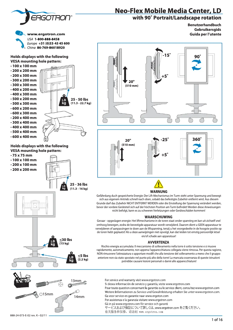 Page n°1 - Manuel utilisateur Ergotron Neo-Flex Mobile