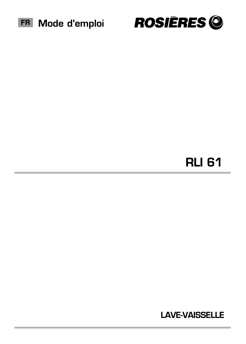 Page 1 de la notice Manuel utilisateur Rosieres RLI 61 PN