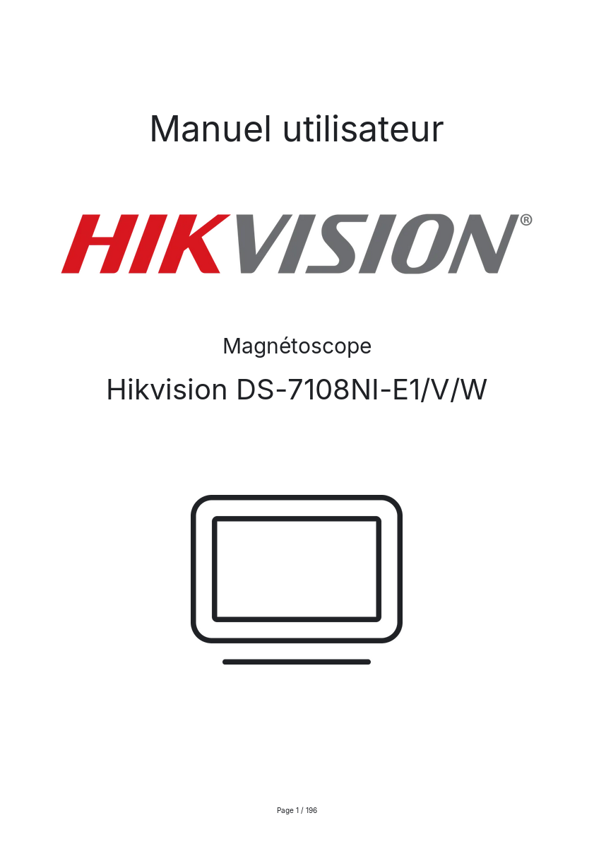 Image de la première page du manuel de l'appareil DS-7108NI-E1/V/W