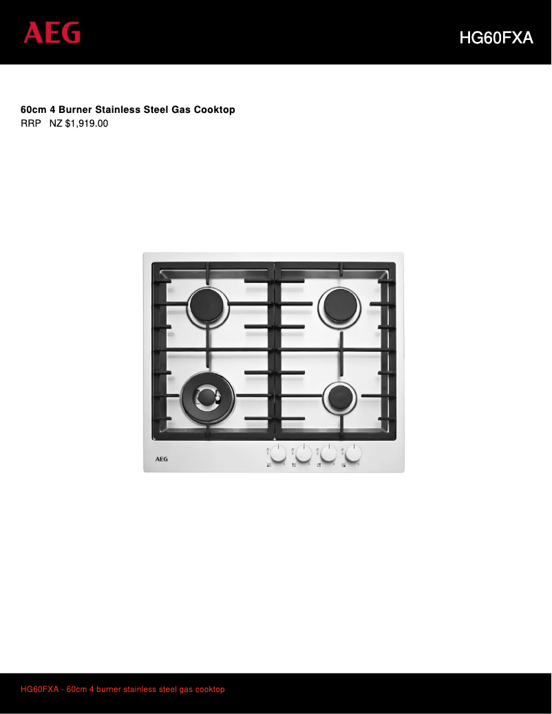 Imagen de la primera página del manual del dispositivo HG60FXA