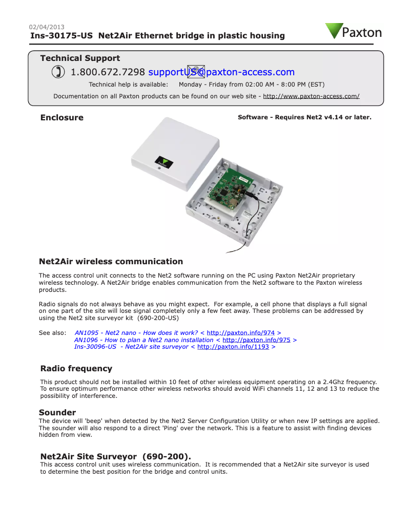 Page n°1 - Manuel utilisateur Paxton 477-901-US