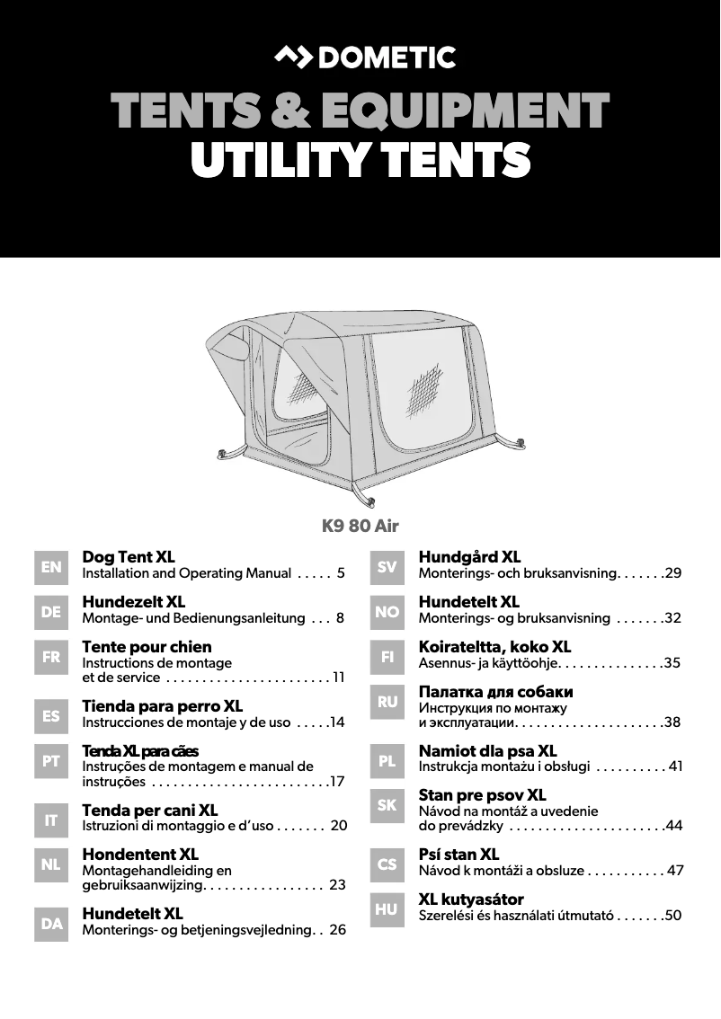 Page 1 de la notice Guide d'installation Dometic K9 80 AIR