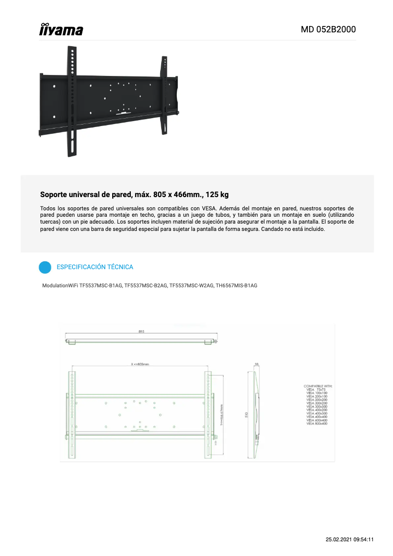 Page n°1 - Manuel utilisateur Iiyama MD 052B2000